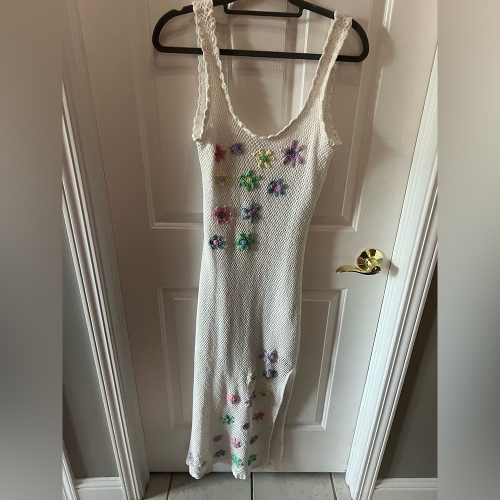 Beach Riot White Floral Knit Swim Coverup size large